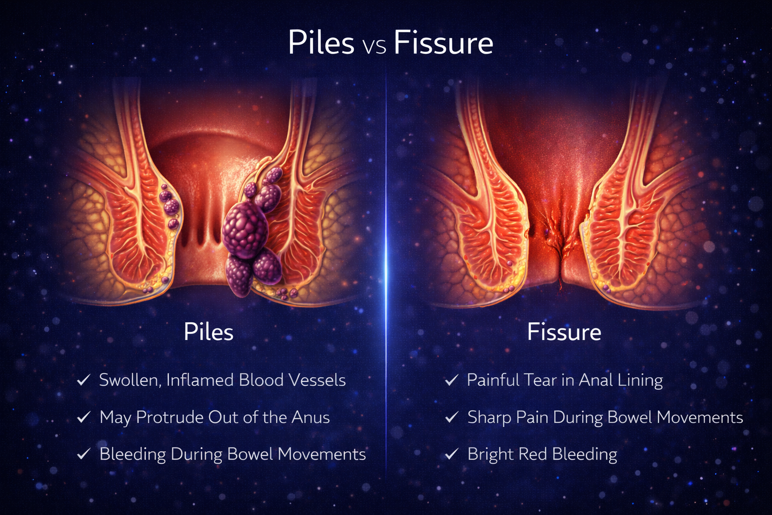 Piles vs fissure